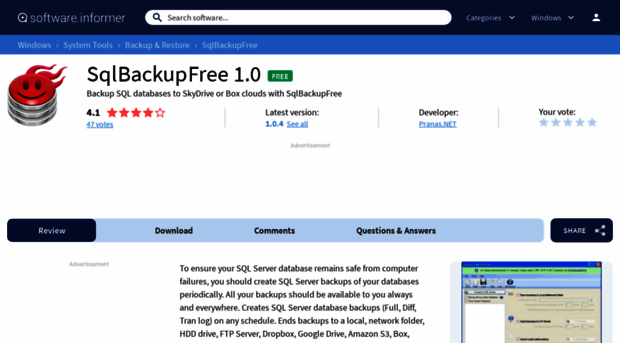 sqlbackupfree.software.informer.com