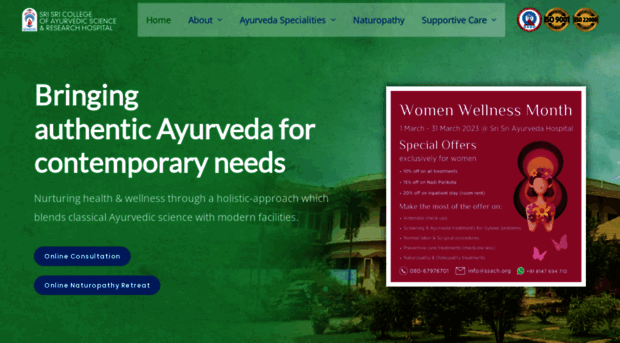 srisriayurvedahospital.org