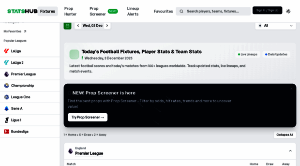 statshub.com - Today's Football Fixtures... - Stats Hub