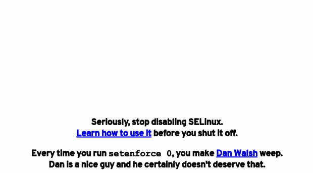 stopdisablingselinux.com