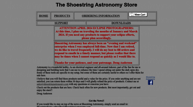 store.shoestringastronomy.com