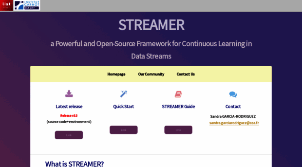 streamer-framework.github.io - STREAMER - STREAMER Framework Github