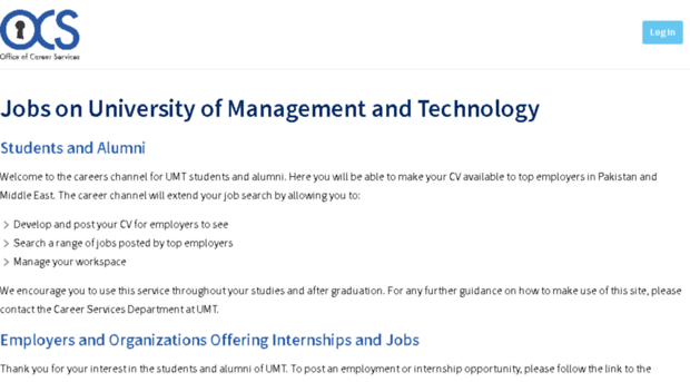 studentcareers.umt.edu.pk
