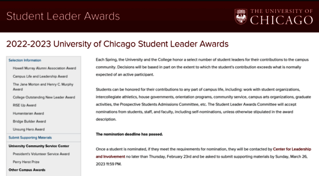 studentleaderawards.uchicago.edu