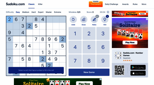 Play Free Sudoku online - solve web sudoku puzzles