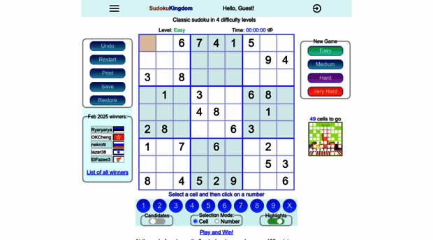 Sudoku  Free Sudoku Online in your Web Sudoku Kingdom