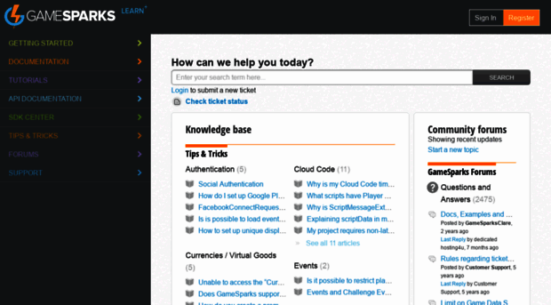 support.gamesparks.net