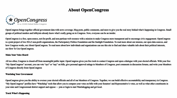 support.opencongress.org