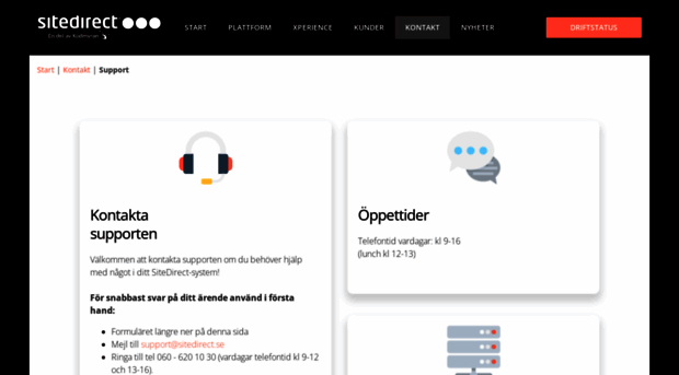support.sitedirect.se