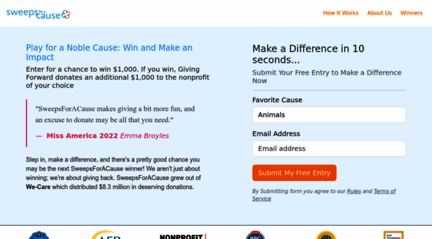 sweepsforacause.org