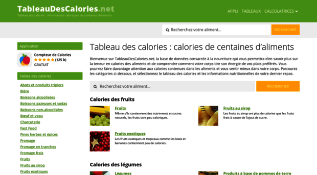 Tableaudescalories Net Tableau Des Calories Calorie Tableau Des Calories