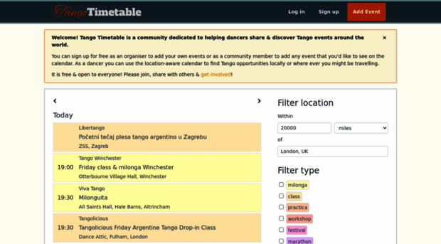 tangotimetable.com