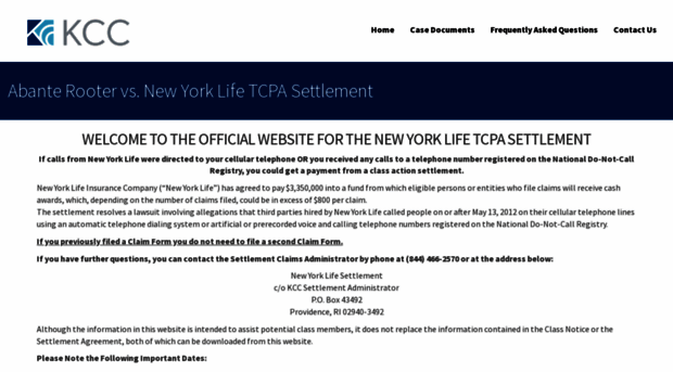 tcpasettlementnylife.com