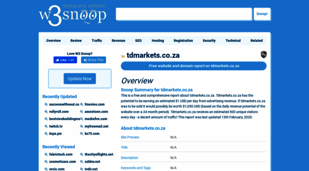 tdmarkets.co.za.w3snoop.com