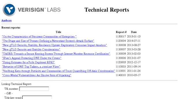 techreports.verisignlabs.com