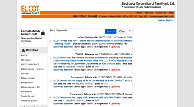 tenders.elcot.in