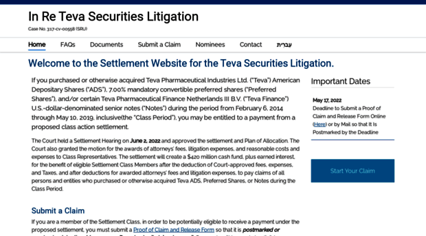 tevasecuritieslitigation.com