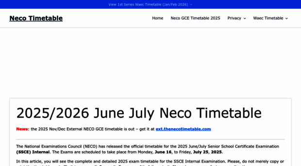 thenecotimetable.com