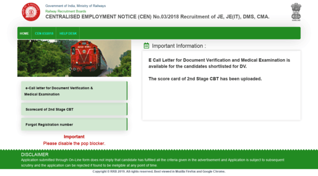 thiruvananthapuram.rrbonlinereg.in