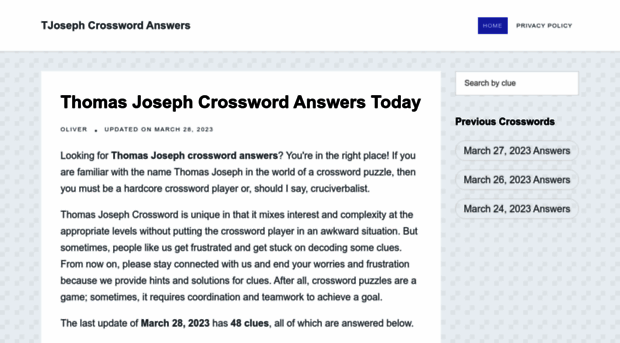 tjosephcrossword.com