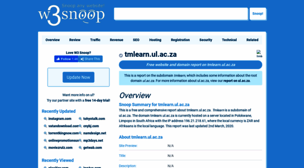 tmlearn.ul.ac.za.w3snoop.com