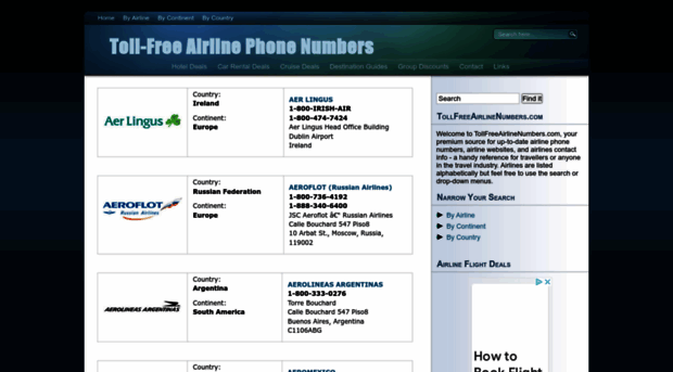 tollfreeairlinenumbers.com