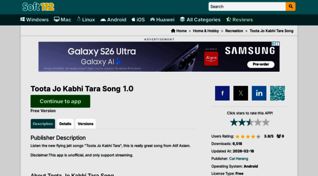 toota-jo-kabhi-tara-song.soft112.com