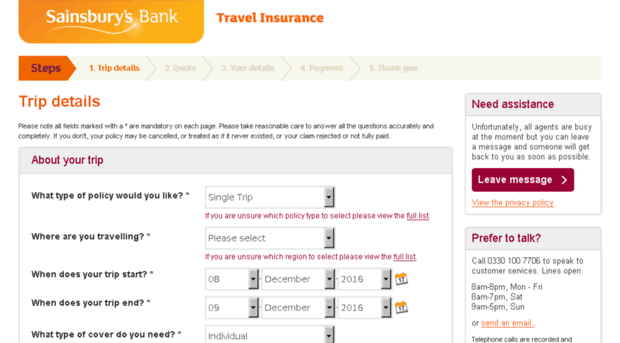 travelinsurance.sainsburysbank.co.uk