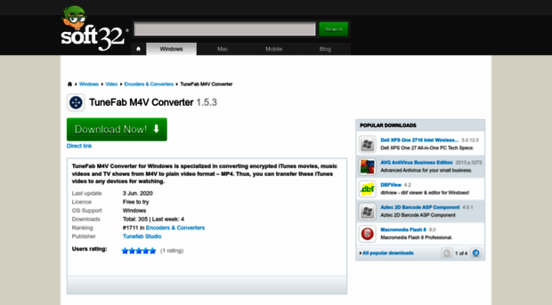 tunefab-m4v-converter.soft32.com