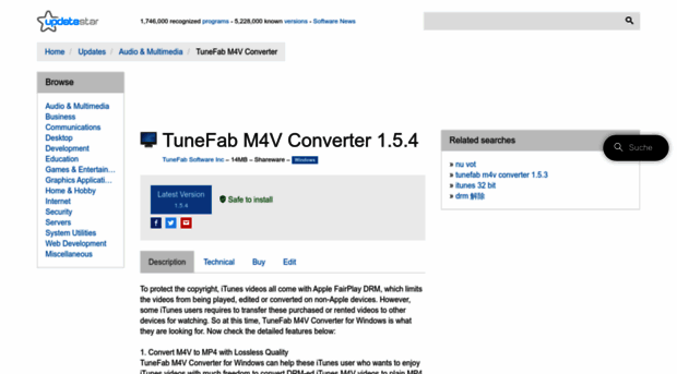 tunefab-m4v-converter.updatestar.com