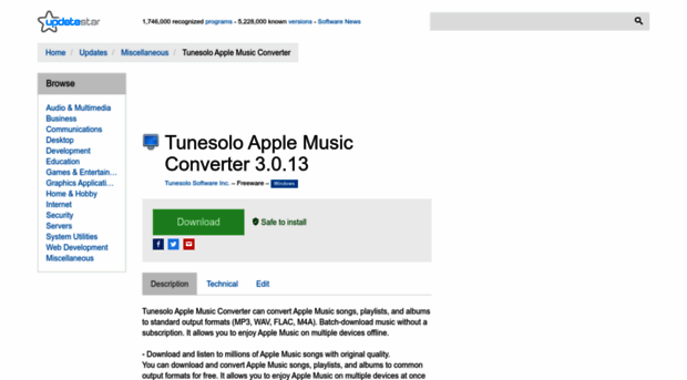 tunesolo-apple-music-converter.updatestar.com