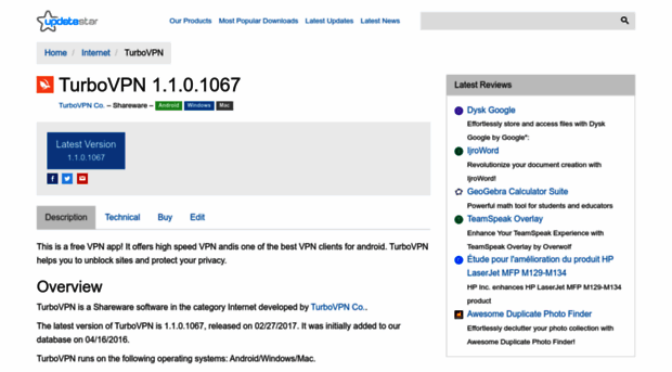 turbovpn.updatestar.com