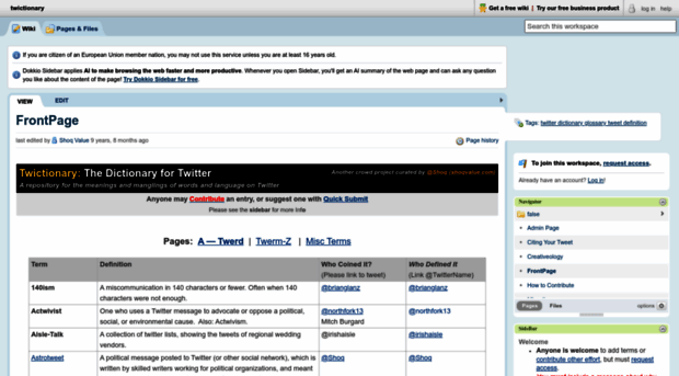 twictionary.pbwiki.com