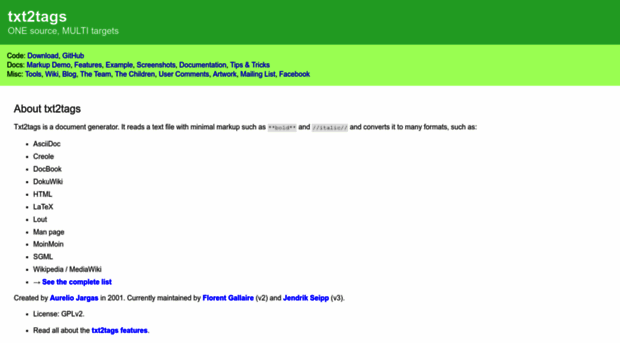 txt2tags.sourceforge.net