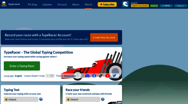 TypeRacer, massively multiplayer online typing!