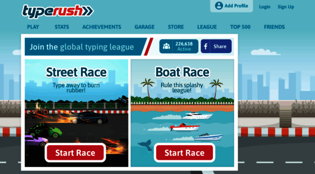 Type Rush Race - Worldwide League of Typing Racers!