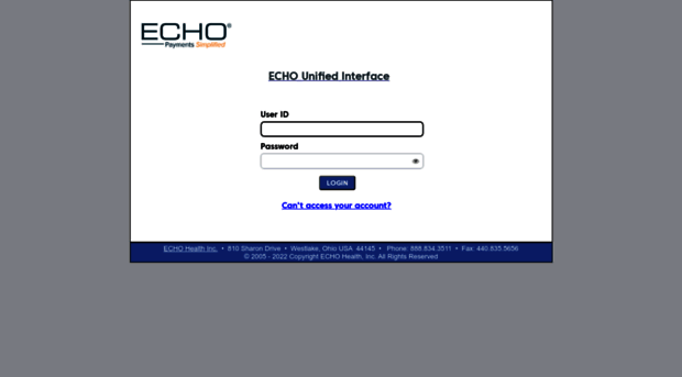 ui.echohealthinc.com - ECHO Unified Interface - Login - Ui ECHO Healthinc