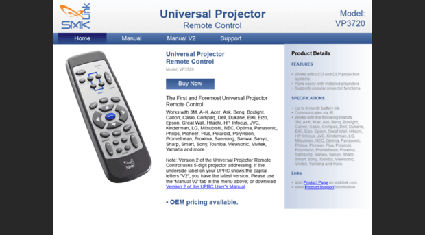 universalprojectorremote.com