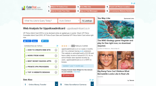 uppoliceadmitcard.co.in.cutestat.com