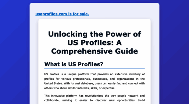 usaprofiles.com