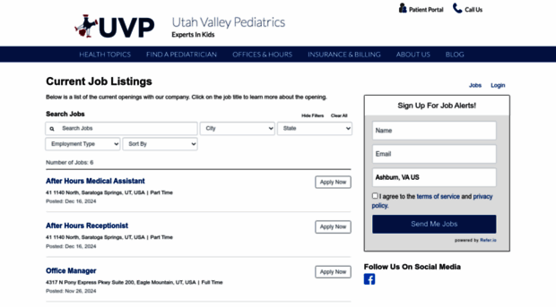 uvpediatrics.applicantpro.com