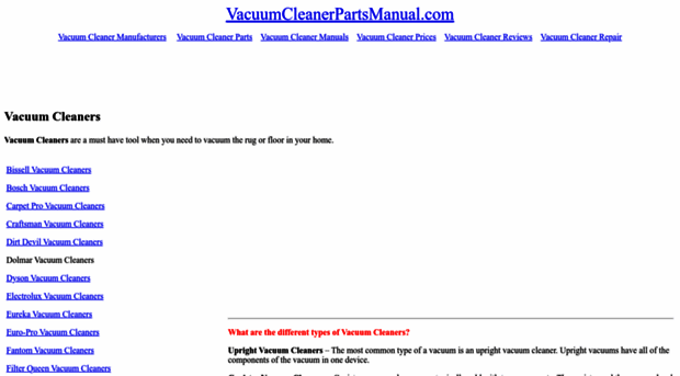 vacuumcleanerpartsmanual.com