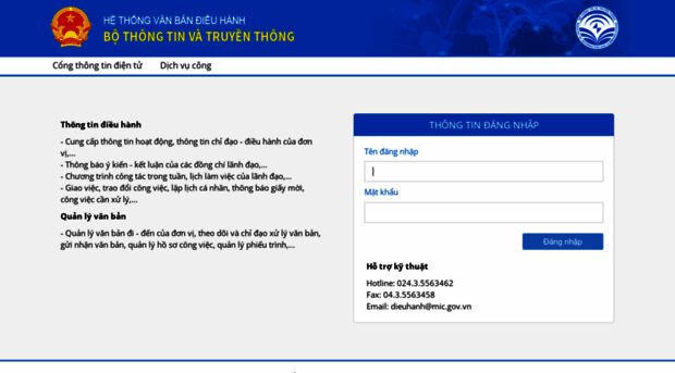 vanban.mic.gov.vn - Login BTT - Vanban Mic