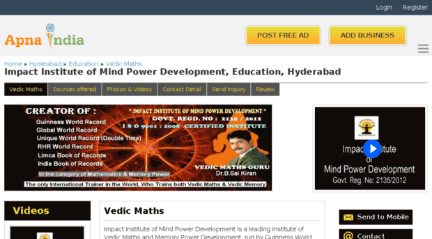 vedicmathsguru-hyderabad.apnaindia.com