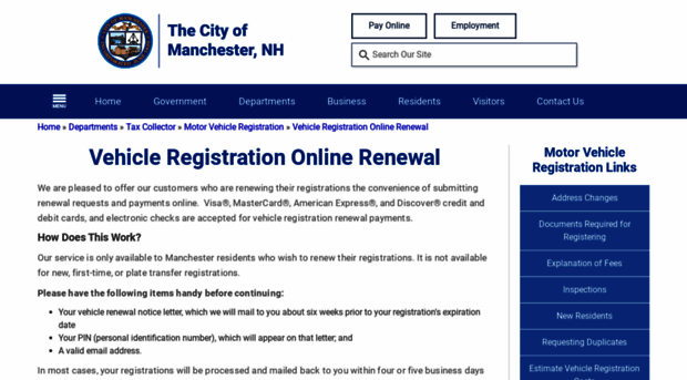 vehicleregistrationonlinerenewal.manchesternh.gov