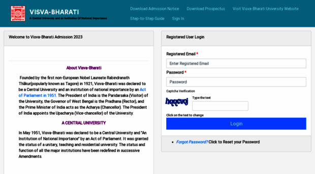 visvabharatiadmission.samarth.edu.in