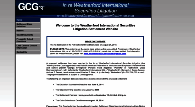 weatherfordsecuritieslitigationsettlement.com