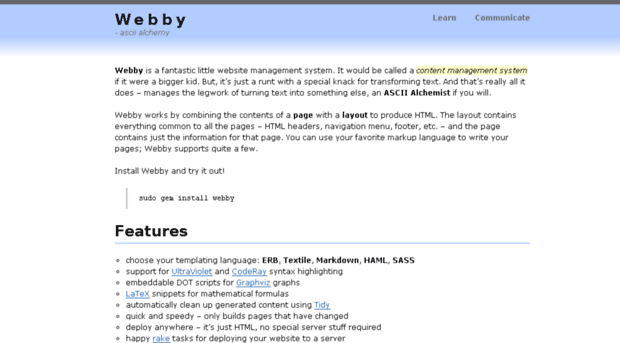 webby.rubyforge.org