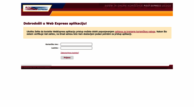 webexpress.posta.rs - Web Express online sistem - Web Express Posta