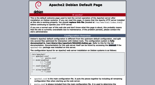 Apache2 debian default page что это